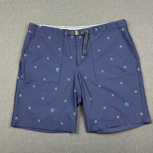 Nike Shorts Mens 42 Blue Navy‎ Golf Performance Stretch Flex All Over Belted